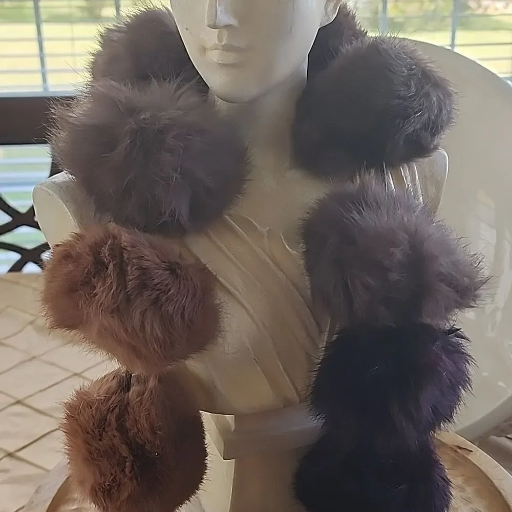 Faux Fur Puff Stoll Chocolate Brown